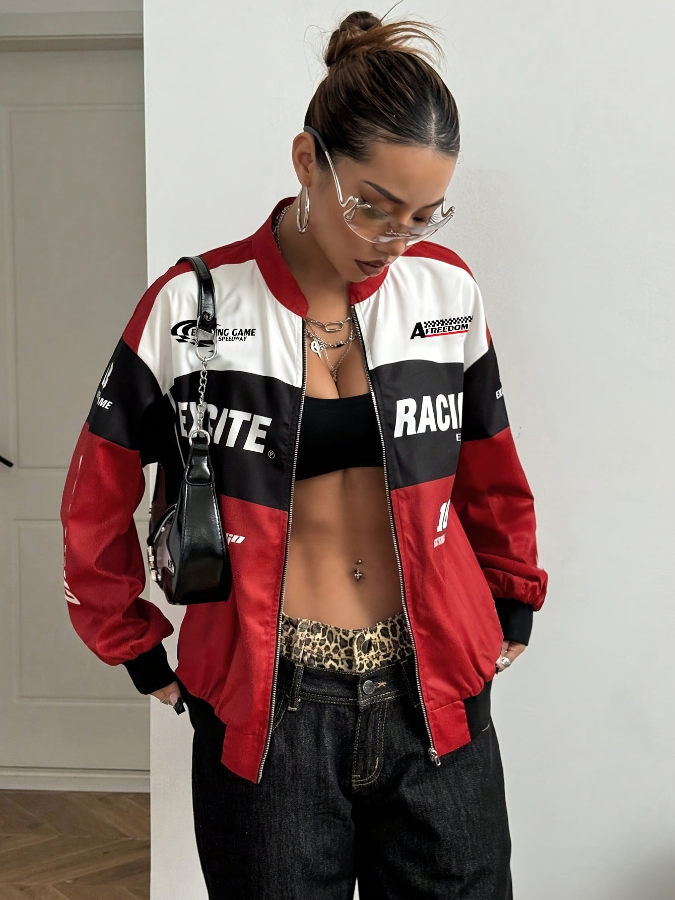 Women'S Elegant Streetwear Jacket - & Color Block Coat with Stand Collar, Loose Fit Long Sleeve Outerwear for Everyday & Formal Outfits - Spring/Fall, Spring Outerwear, Spring Fashion, Stylish Coat, Trendy Coat, Fashion Lover