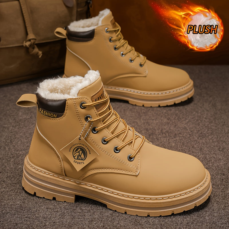A Pair of Fashionable Men's Boots, Outdoor Warm, Sports Casual Trendy Versatile Shoes for Man