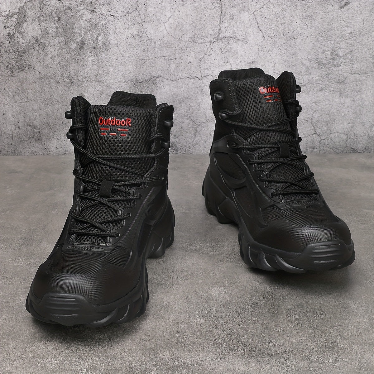 Men's High-Top Outdoor Hiking Boots, Durable All-Season Footwear