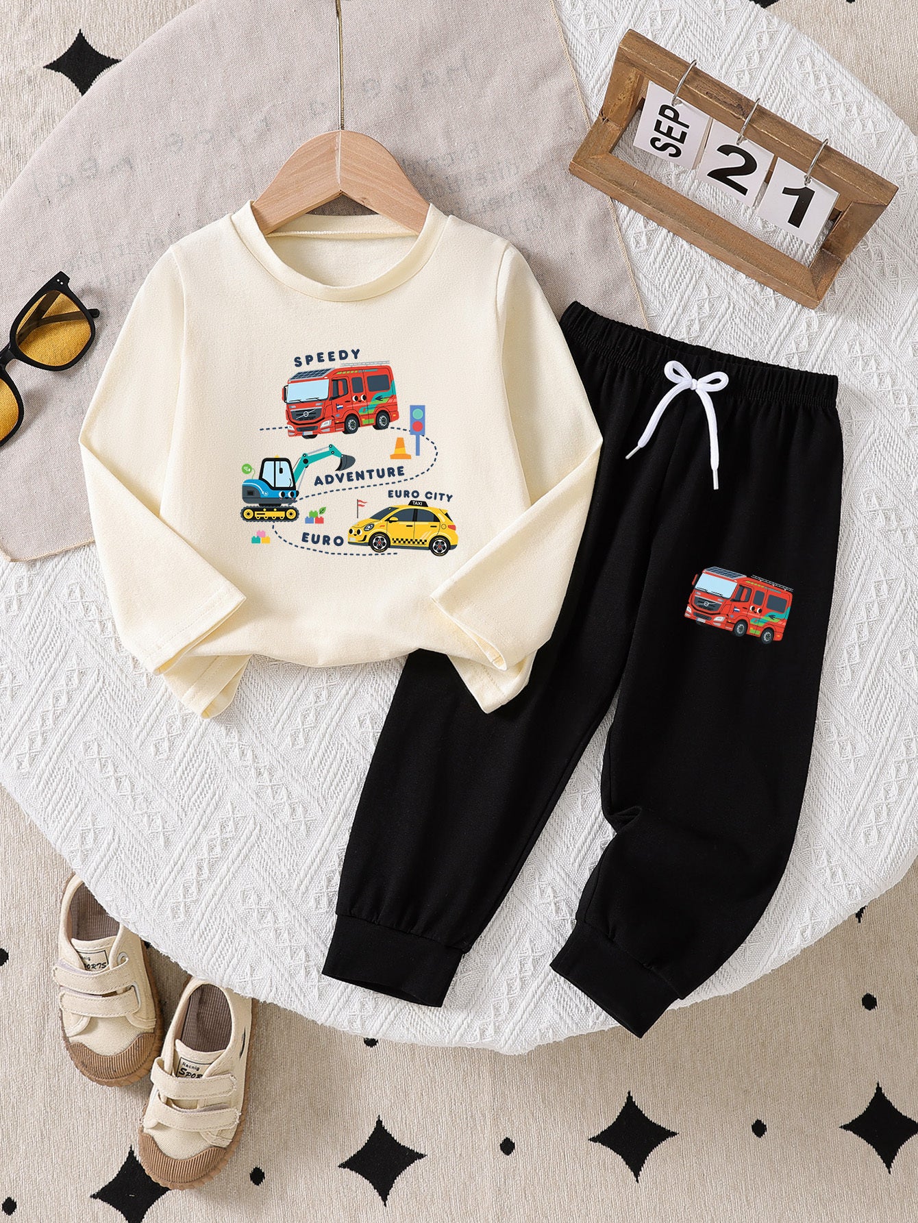 Boys' Casual Cotton Long Sleeve T-Shirt & Pants Set - Spring/Fall