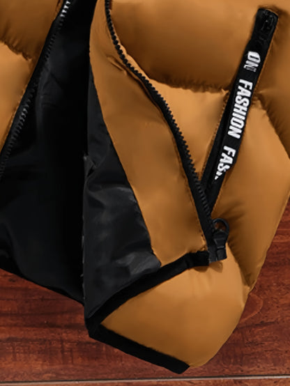 Men's Heavyweight Stand Collar Vest with Zipper Pockets for Fall/Winte