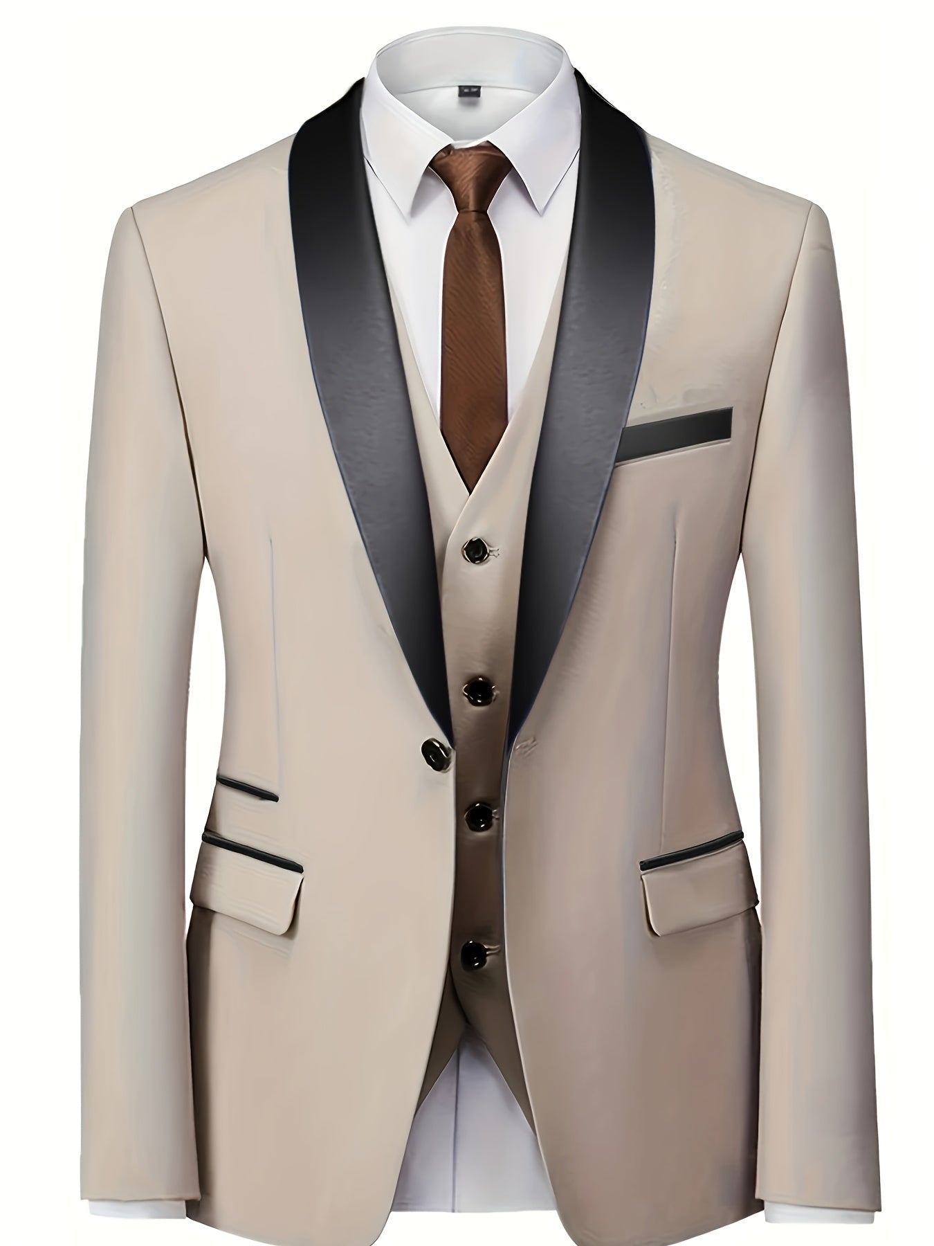 Men's 3-Piece Suit Set - Blazer, Vest & Trousers for Business & Weddin