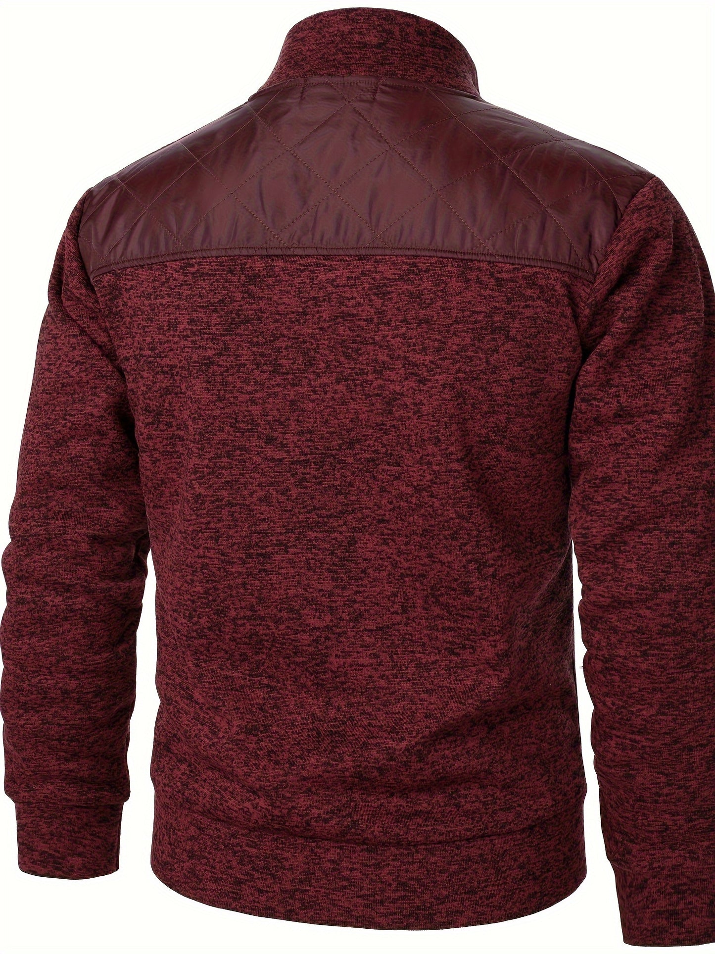 Men's Casual Quilted Polyester Jacket with Stand Collar