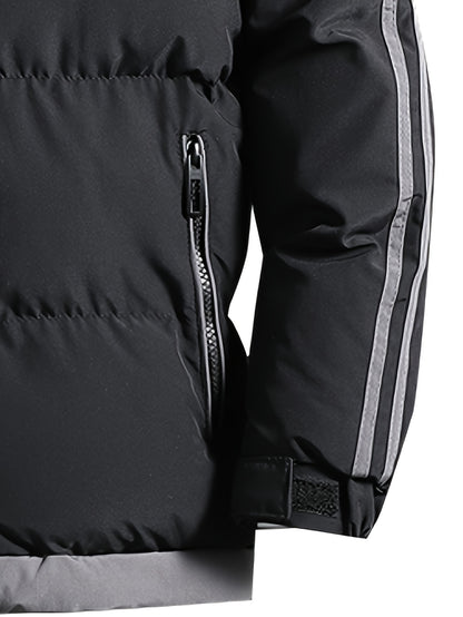 Men'S Heavyweight Winter Hooded Jacket - Thermal Insulated Cold Weather Coat with Zipper Closure, Long Sleeve Outerwear for Hiking, Skiing, Thick, Hiking Gear, Sleek Design, Durable Construction, Outdoor Enthusiasts