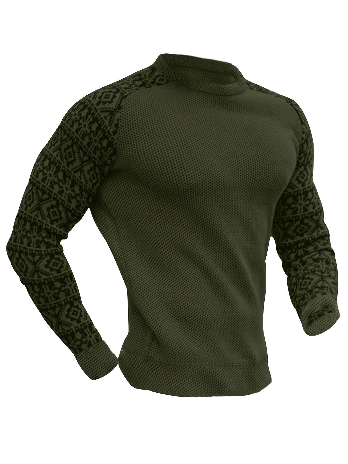 Men'S Long-Sleeve T-Shirt in a Heavy Waffle Knit for Autumn, Perfect for Casual Wear