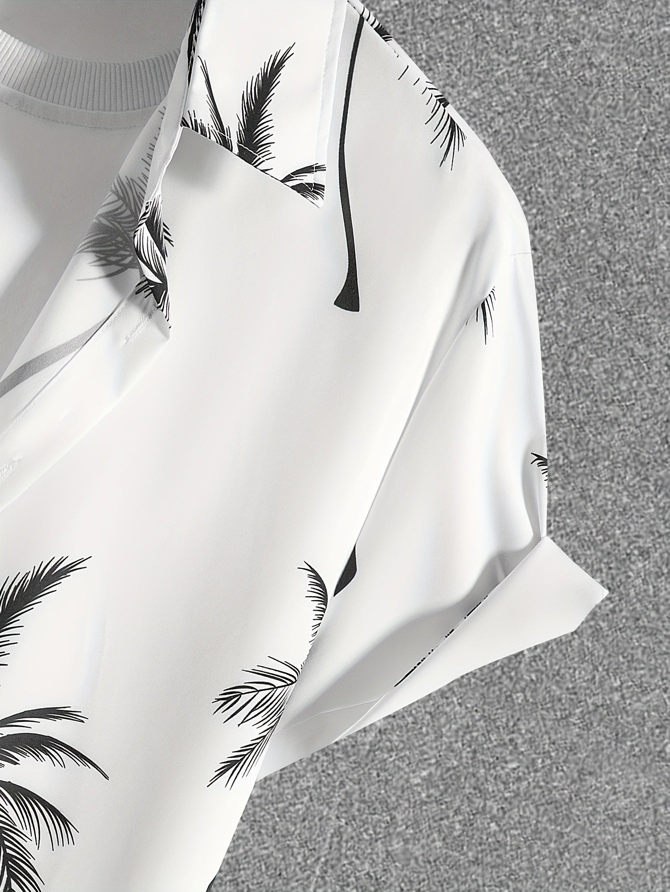 Coconut Tree Print, Men's 2Pcs Outfits, Casual Camp Collar Lapel Button Up Short Sleeve Shirts Hawaiian Shirt And Drawstring Shorts Set For Summer, Men's Clothing