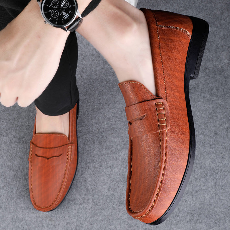 Men's Large Size Casual Slip-On Shoes in Microfiber Leather