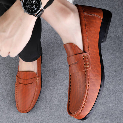 Men's Large Size Casual Slip-On Shoes in Microfiber Leather