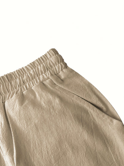 Men'S Light Blue Linen Shorts - Casual & Comfortable with Pockets, Drawstring Waist, Perfect for Summer Beach Outings and Casual Attir