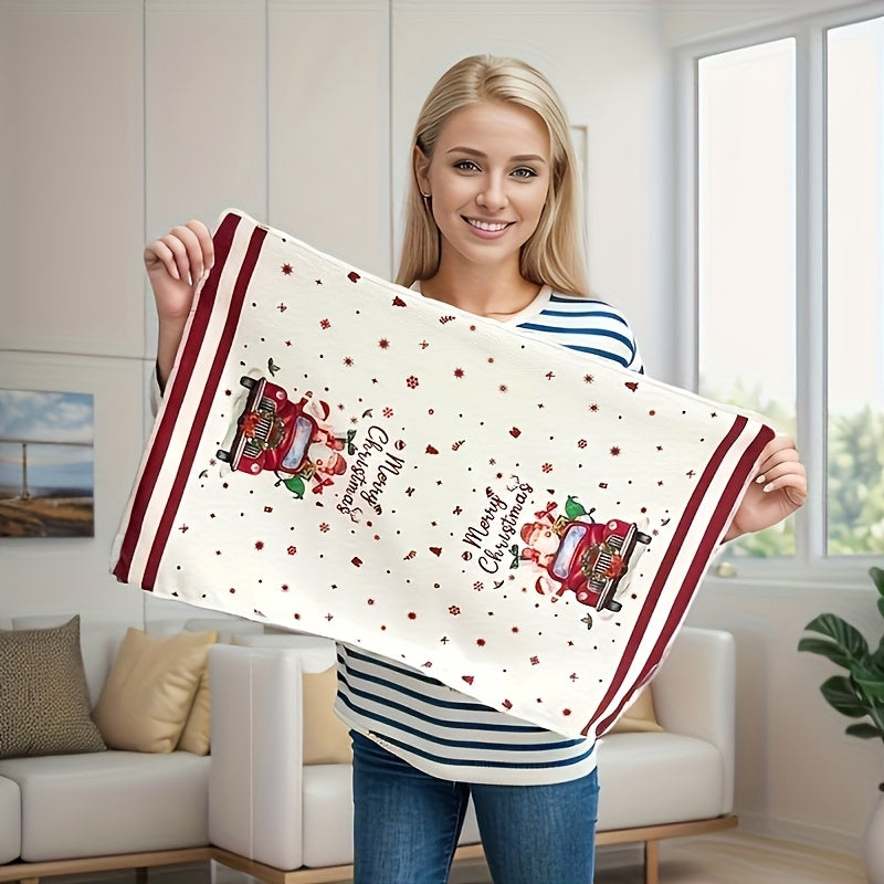 Super Soft Microfiber Christmas Towel - Plaid & Holiday Patterns (Snowman, Reindeer, Bells) with "Let It Snow" & "Merry Christmas" Phrases, High Absorbency Bath & Hand Towel for, s, Xmas Tree Decorations - Festive Winter Gift