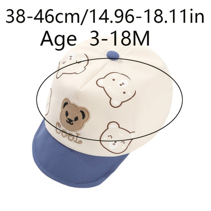Infant Baseball Cap with Cute Bear Design for Spring Summer