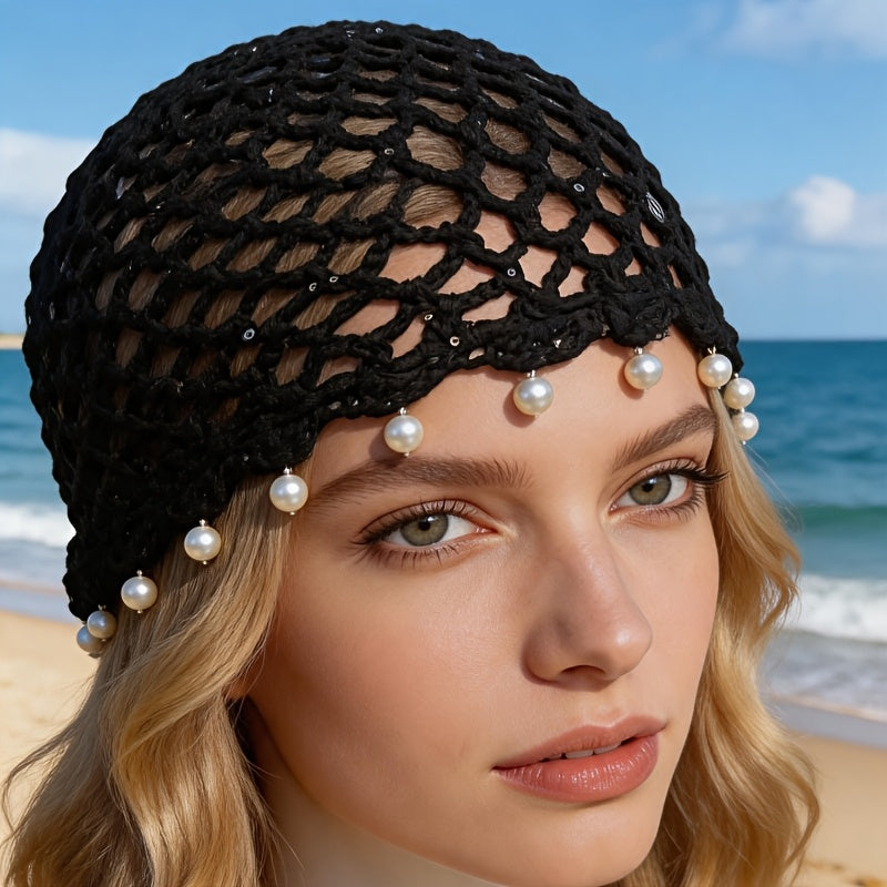 Bohemian Summer Breathable Knit Sequin Beanie Cap