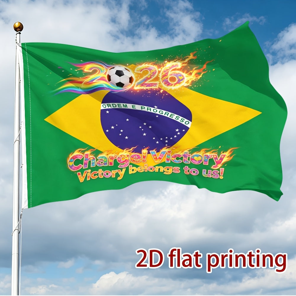 Brazil 2026 Football Fan Flag - Vibrant Polyester Sports Banner