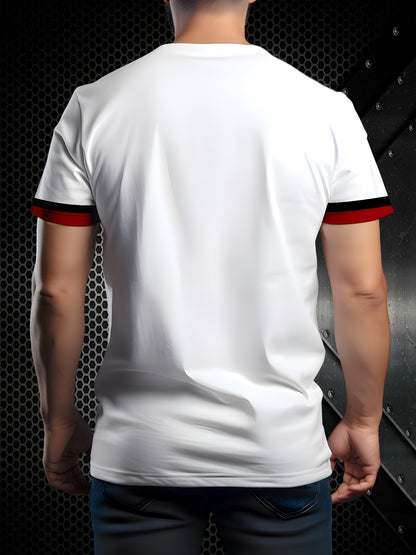Men'S Casual Breathable T-Shirt - "Freedom" Graphic with Red  Black Stripes, Regular Fit Short Sleeve Tee for Outdoor Leisure, Comfortable Fabric, Casual Wear   Bold Graphic Tee   Comfortable Fit