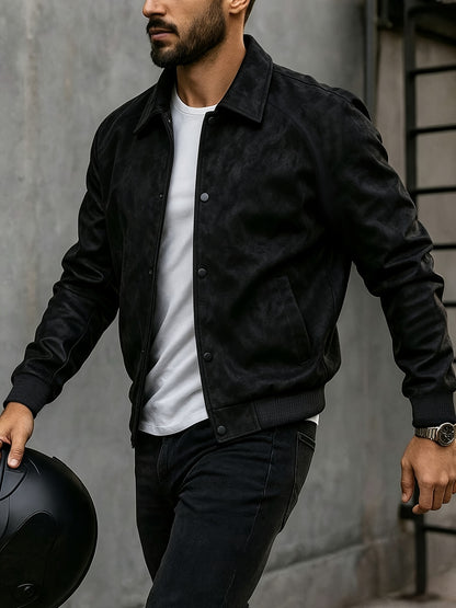 Men's Oversized Solid Color Lapel Jacket for Spring & Fall