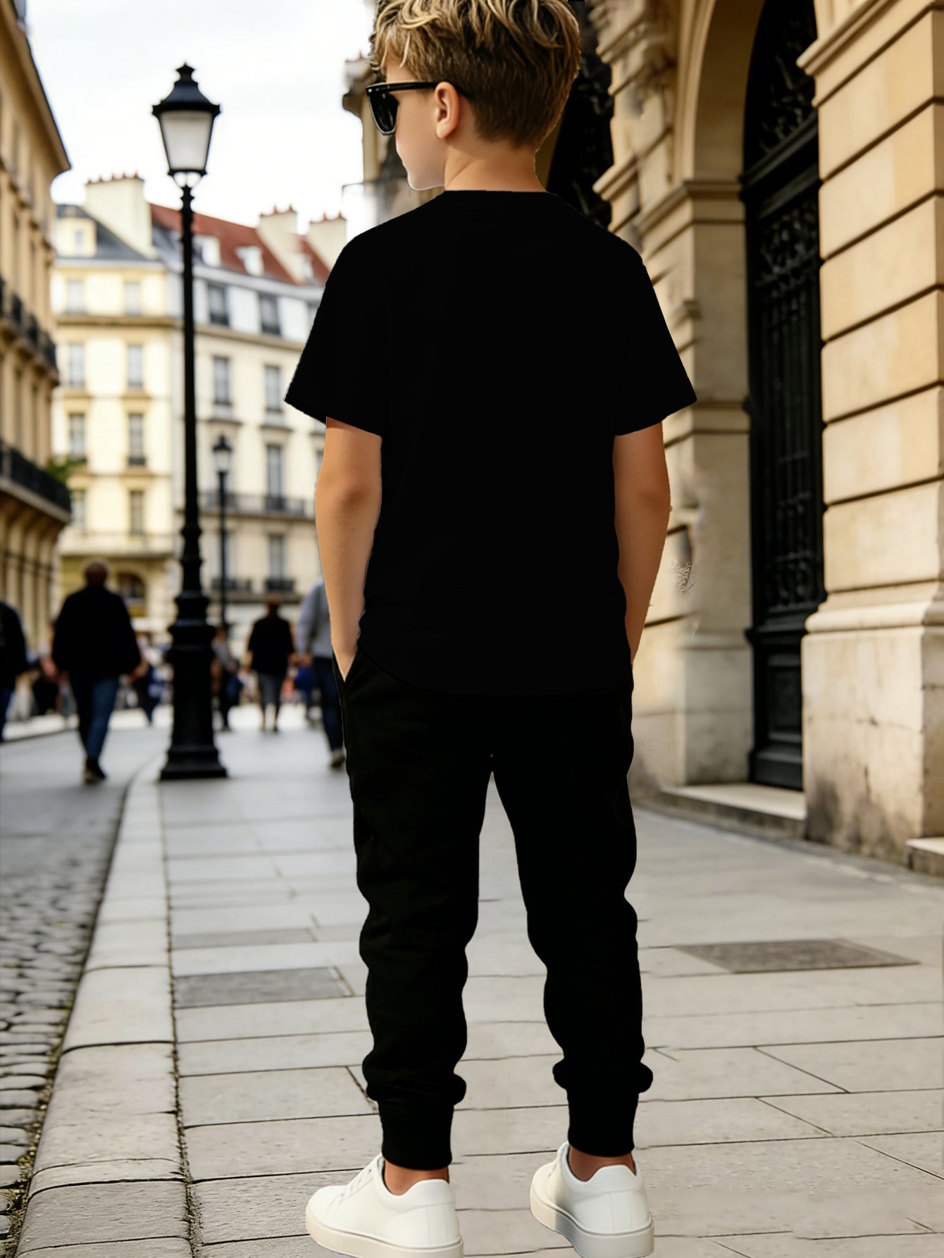 Boys' Summer Geometric Print Short Sleeve Top & Pants Set