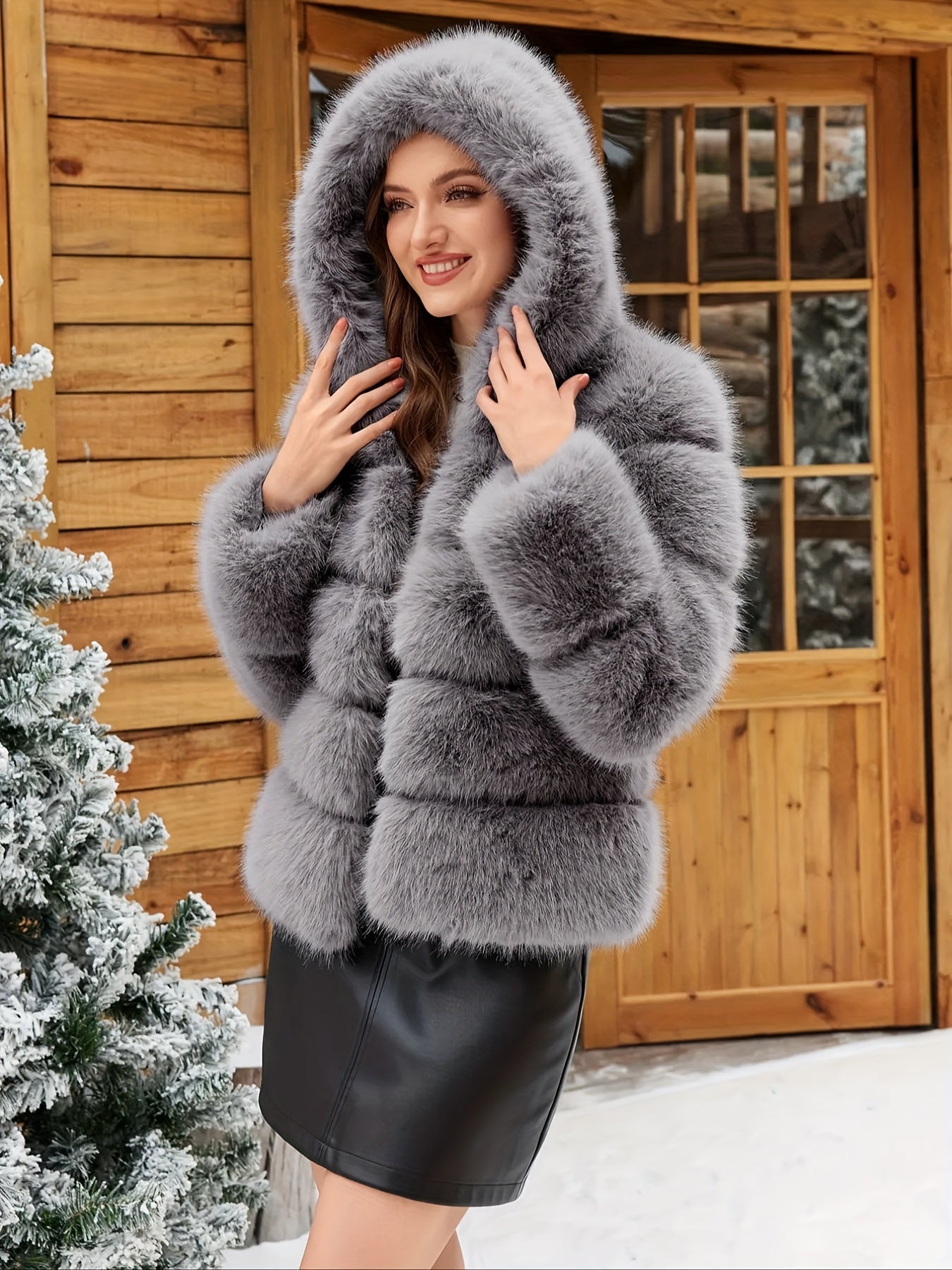 Women's Elegant White faux fur coat - Luxury Winter Outerwear with Single-Button Closure, Machine Washable Cold-Weather Jacket for Evening Events, Parties & Everyday - Chic Winter Coat for Women (Solid Color, O-Line Silhouett