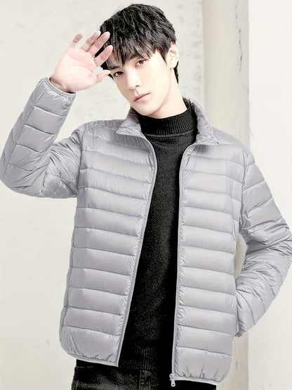 Spring, Autumn, And Winter Styles with a Stand Collar And Zipper Closure, Versatile Casual Lightweight Jacket for Men