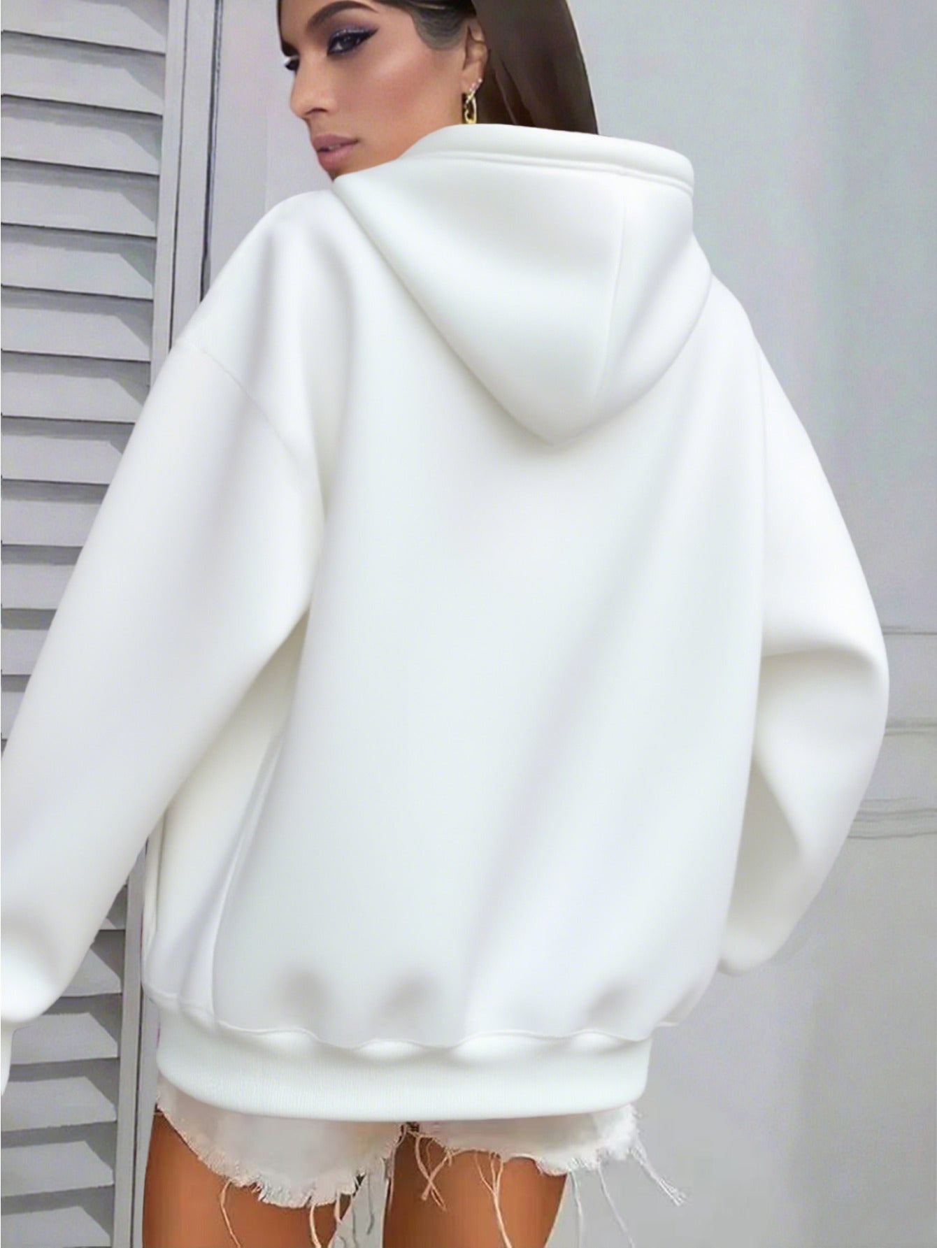 Women's White 2025 New Year & Christmas Hooded Sweatshirt - Goodbye 2024 2025 Print with Snowflakes & Candy Canes, Cozy Winter Pullover Hoodie, Relaxed Fit Casual Sweater for Holiday Parties & New Year's Eve Outfits