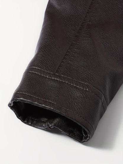 Men's Stylish Burgundy Jacket - Fall/Winter Trendy Stand Collar Biker Jacket with Multiple Zippered Pockets, Casual Design for Casual Attire, Fall Jacket | Modern Casual Jacket | Glossy Finish Jacket