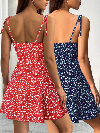 Elegant Women's Spring Mini Slip Dress with Floral Print