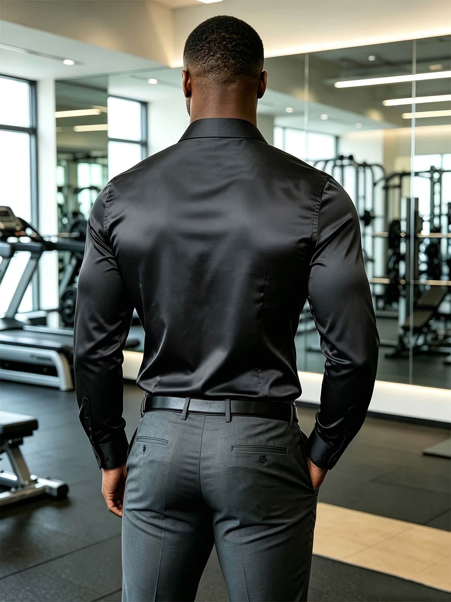 Men's Casual Long Sleeve Button-Up Solid Color Shirt