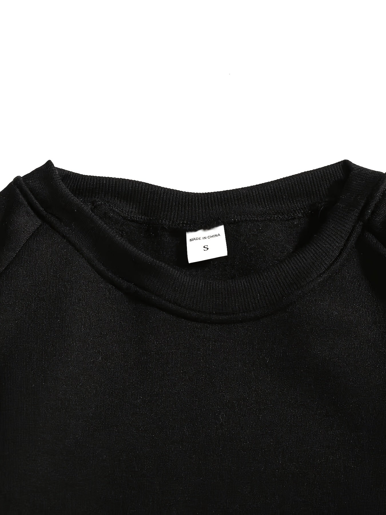 Men's Casual Crew Neck Black Print Sweatshirt for Spring/Fall