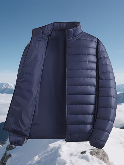 Men's Padded Coat - Men's Autumn/Winter Warm Outerwear - Men's Top - Men's Stand Collar Jacket - Men's Coat Jacket - Men's Warm Coat - Men's Overcoat - Men's Clothing - Men's Cold-Proof Coat - Autumn/Winter Coat, Solid Color,