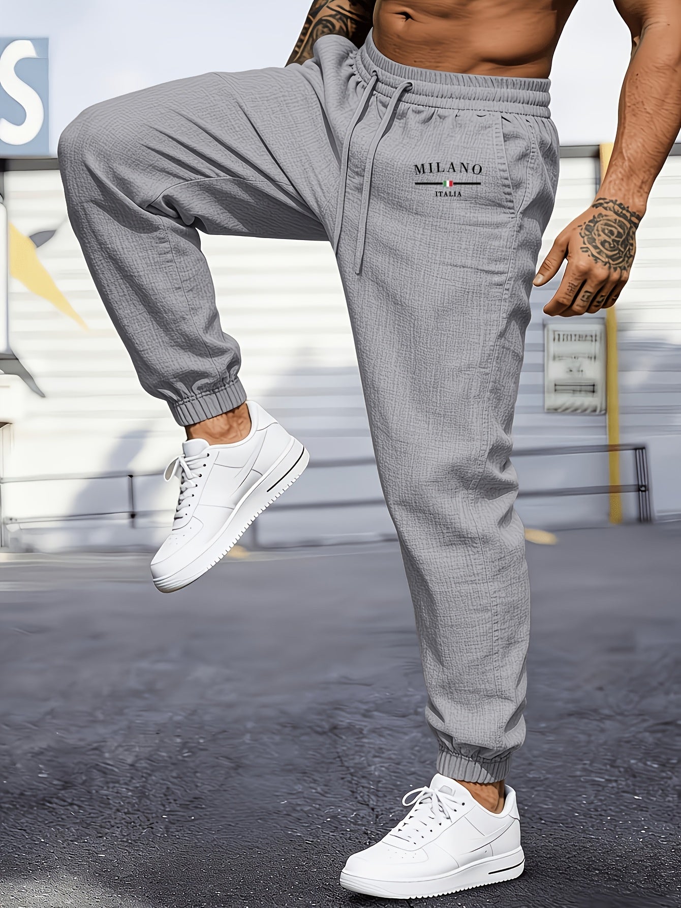 Men's Casual Linen Jogger Pants with Drawstring and Pockets