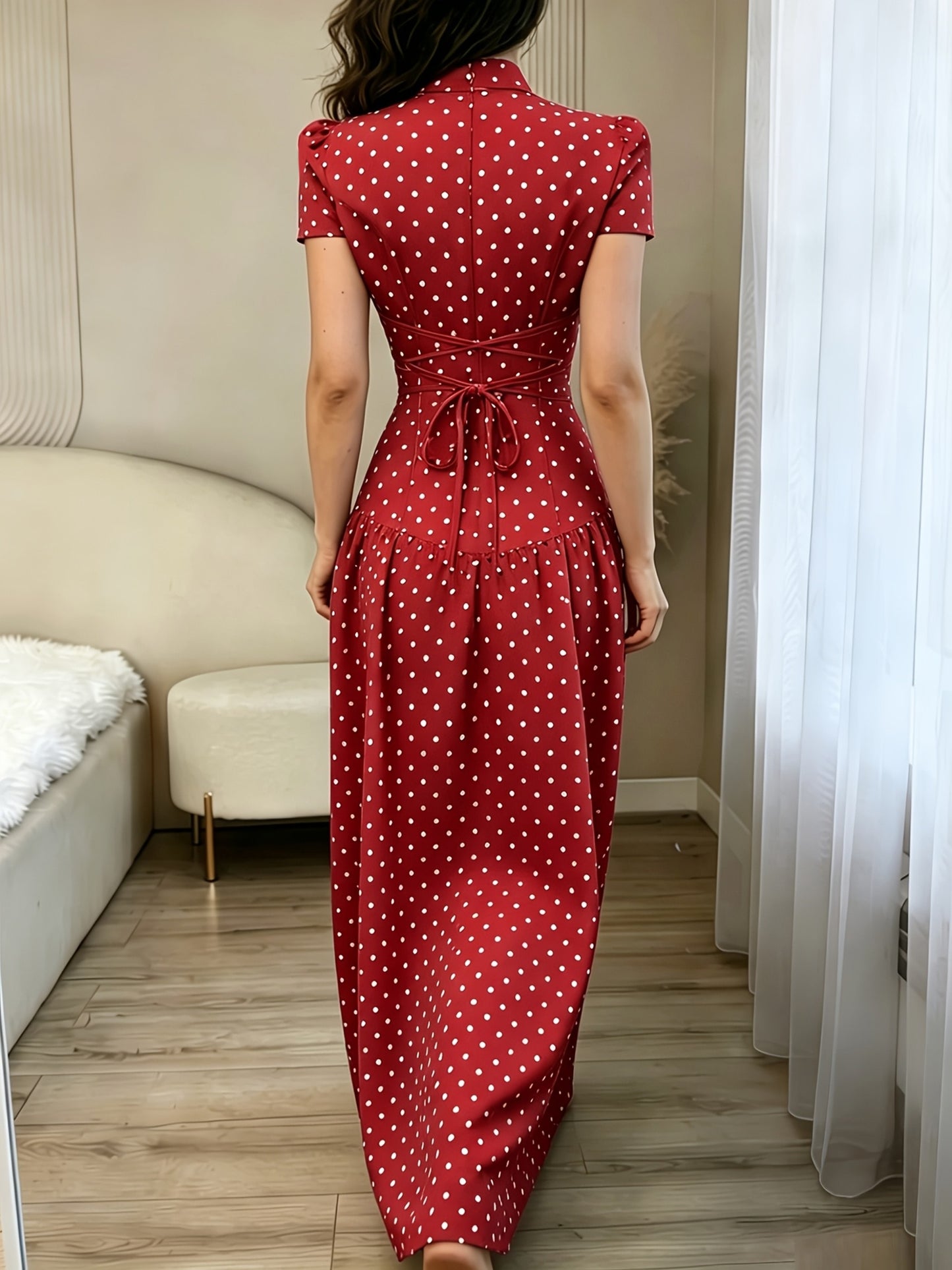 Women's Summer Floral Mandarin Collar A-Line Dress