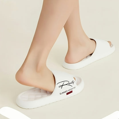 Four Seasons EVA Slip-On Slippers, Simple Positioning Print, Versatile Slip-On, Casual Soft Sole, Non-Slip Bathroom Slides, Unisex Household Slippers for All Seasons - ayq