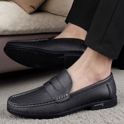 Men's Large Size Casual Slip-On Shoes in Microfiber Leather