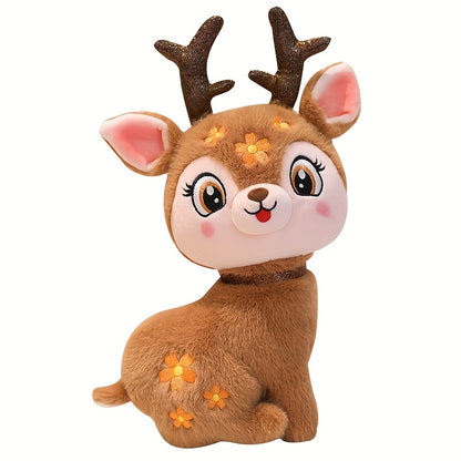 30Cm/11.81In Starry Sika Deer Stuffed Animal Reindeer Elk Ornament with Deer Plush Toy Simulation Beautiful Doll Premium Elegant Birthday Easter Valentine'S Day Present