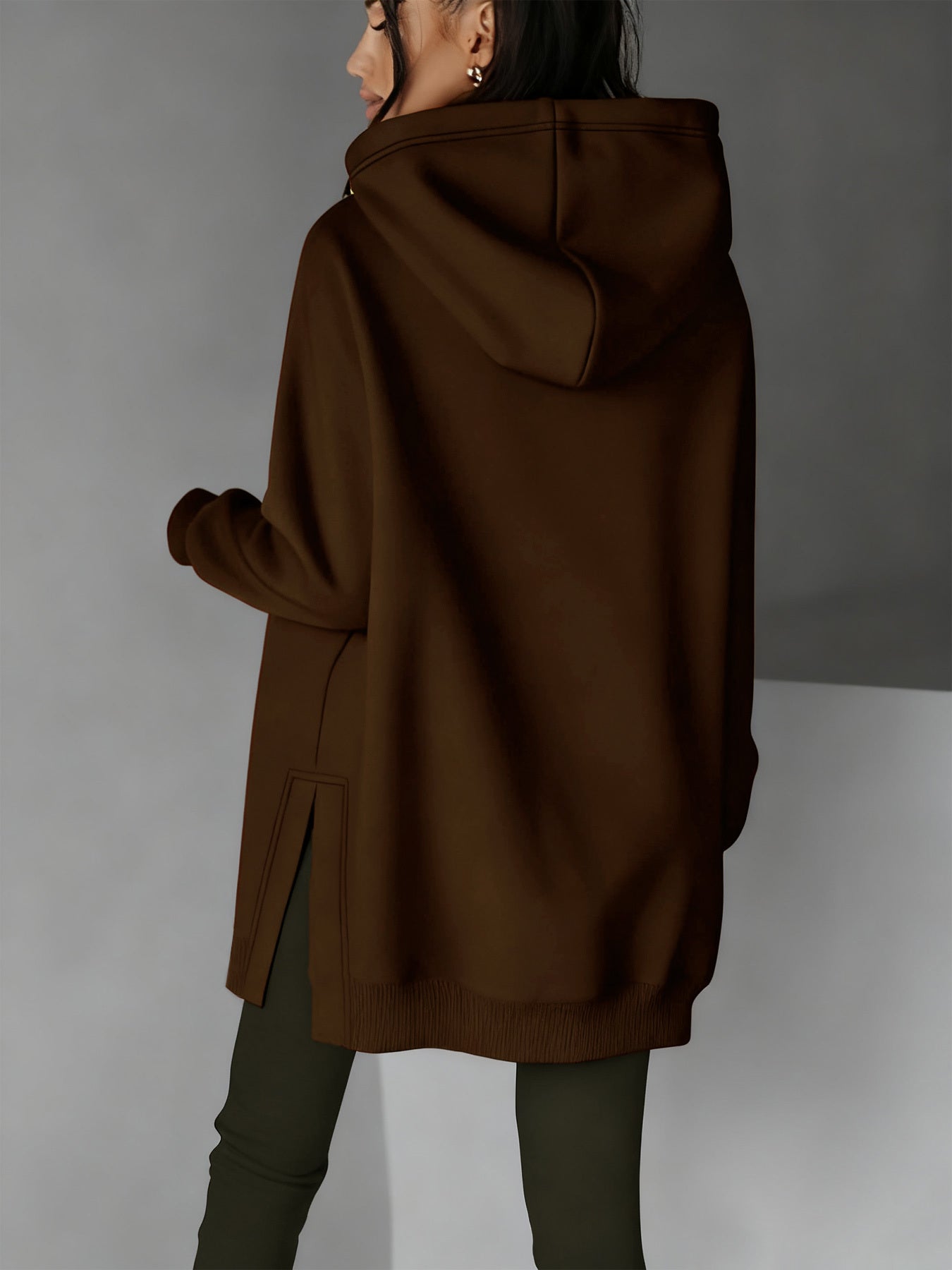 Women’s Casual Hooded Hoodie with Side Slits for Fall & Winter