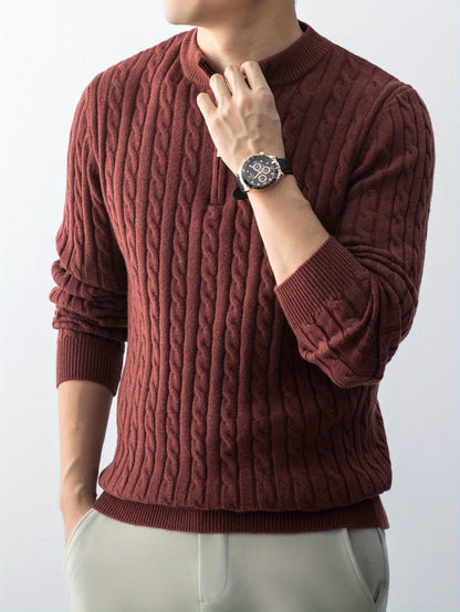 New Men'S Christmas Gift: a Thick, Warm, And Cold-Resistant Knitted Sweater with a Cable-Knit Design And a Zippered Collar, Suitable for Both Layering And Wearing Alone, Perfect for Casual And Versatile Outfits
