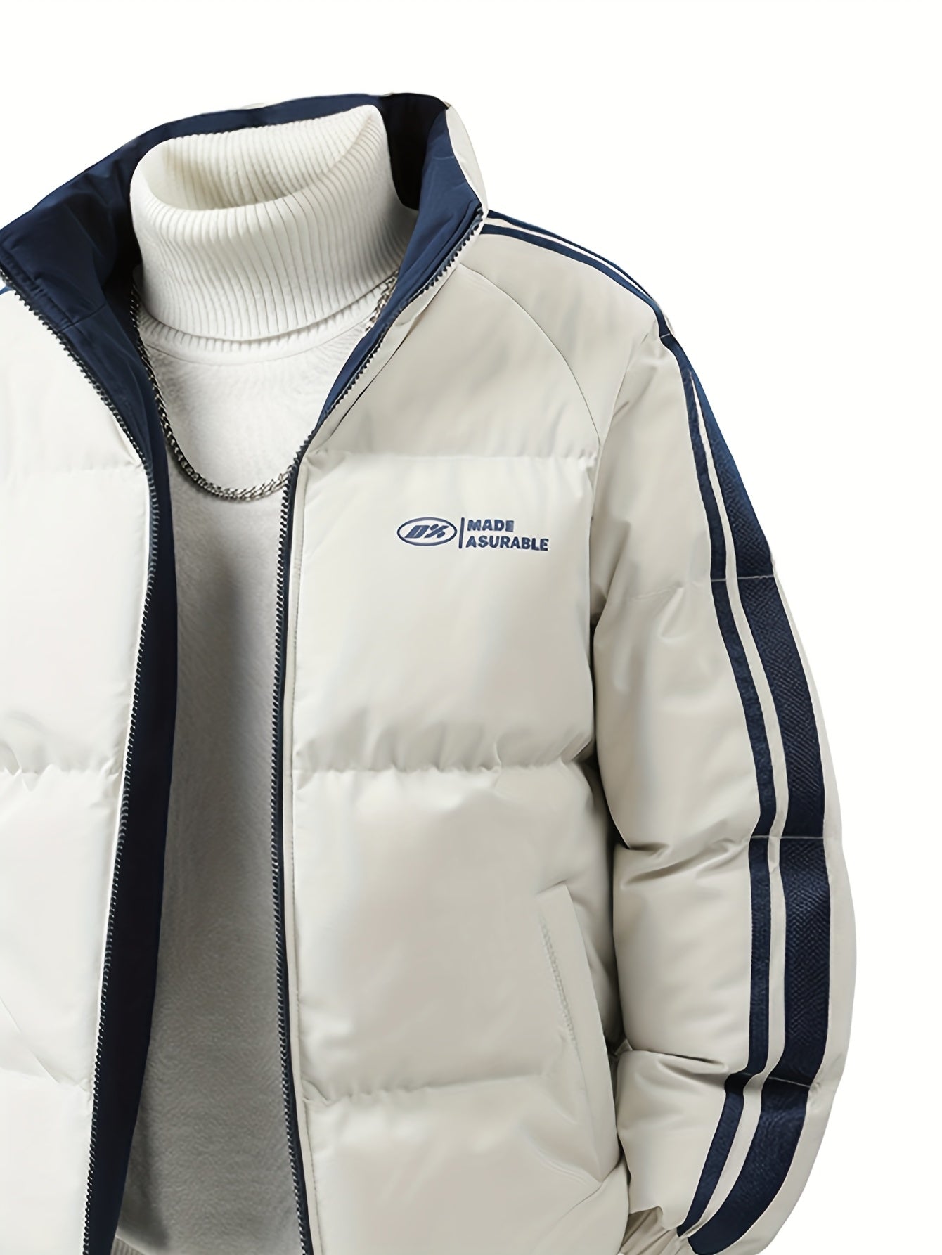 Men'S Heavy-Duty Thermal Jacket - Double-Sided Winter Coat with Full-Zip Closure, Soft Non-Stretch Fabric, Stand Collar - Cold Weather Outerwear for Office, Commuting, Thick, Outdoor - Easy-care Polyester Jacket, Winter Jacke