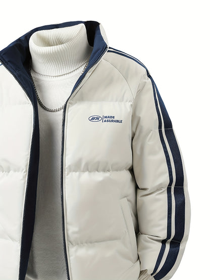 Men'S Heavy-Duty Thermal Jacket - Double-Sided Winter Coat with Full-Zip Closure, Soft Non-Stretch Fabric, Stand Collar - Cold Weather Outerwear for Office, Commuting, Thick, Outdoor - Easy-care Polyester Jacket, Winter Jacke