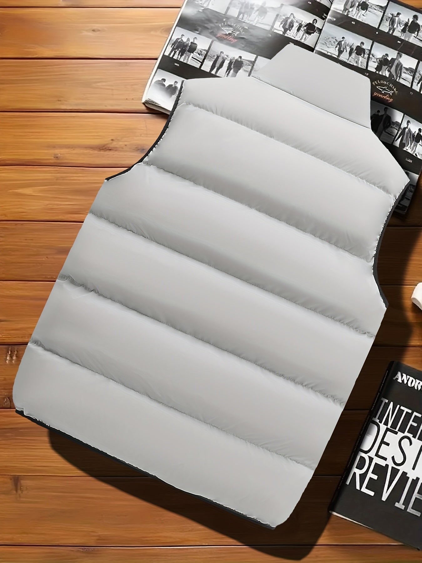 Men's Casual Sleeveless Stand Collar Vest, Thickened Warm Sweater, Autumn Winter Solid Color Zip-up Jacket, Coldproof Outdoor Top, Graphene Warmth, Fashion Webbing, Suitable for Daily Activities, Holiday Gift