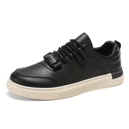 Men'S Casual Low-Top Sneakers - Lightweight, Comfortable  Versatile Skate Shoes in Black with White Accents, Lace-Up Design for Outdoor Hiking  Casual Wear, Outdoor Hiking Shoes   Stylish Lowtops   Comfortable Footwear