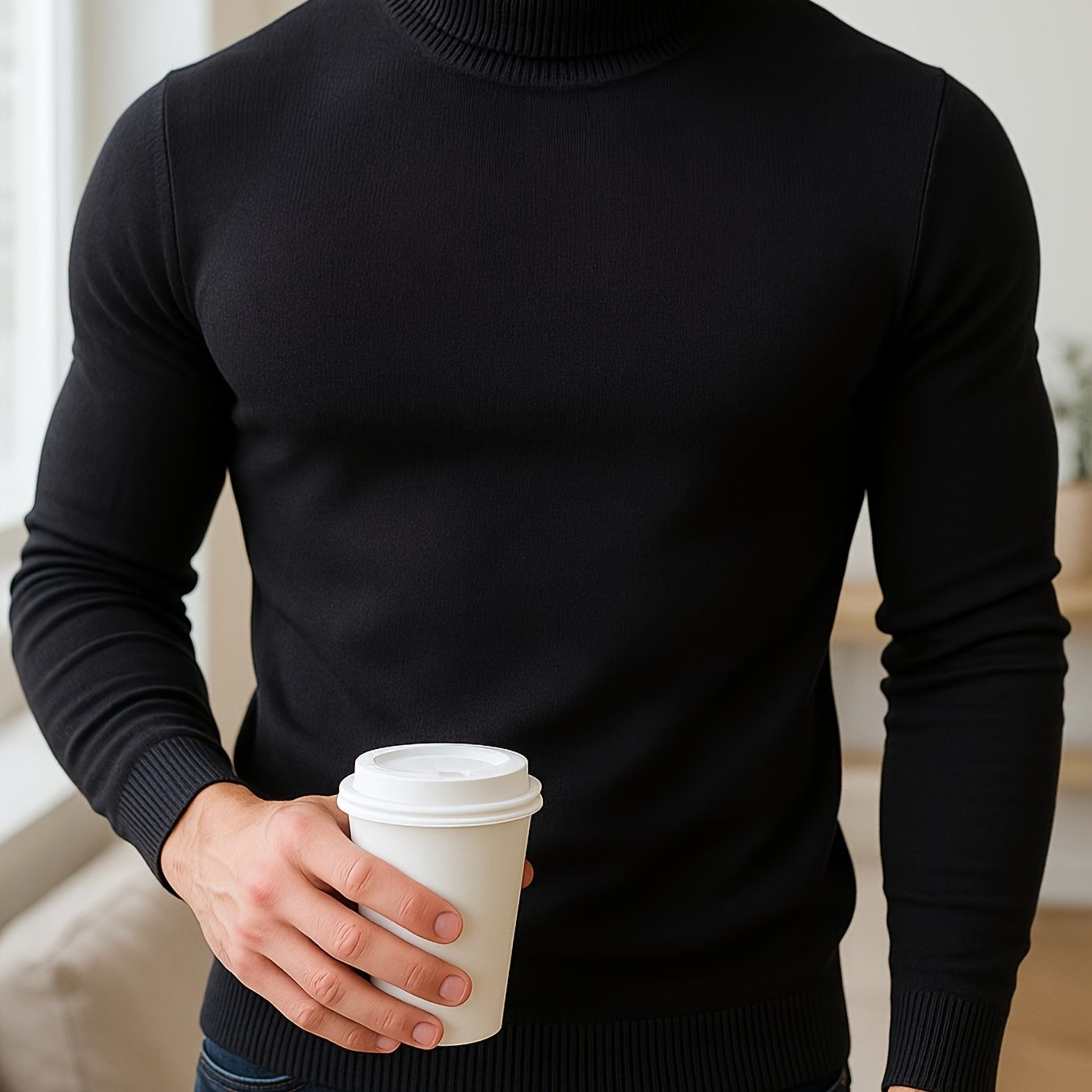 Winter Warm Turtleneck Sweater - Slim-Fit Stretchable High Neck Pullover, Solid Black/White/Navy/Brown/Grey/Rust - Casual & Formal Wear, Layering Essential for Cold Weather, Easy-Care Sweater Coat