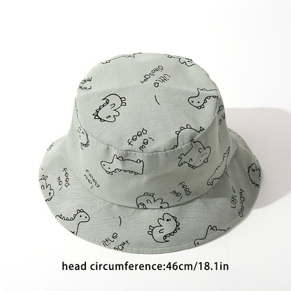2pcs Breathable Cartoon Dinosaur Baby Bucket Hats for Boys & Girls