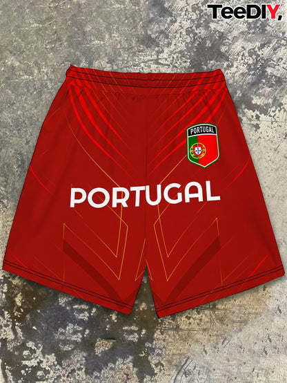 Men's Casual Portugal Football Pride Polyester Shorts