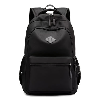 Stylish Black Nylon Backpack - Lightweight, High Quality, Large Capacity with Laptop Compartment, Adjustable Straps  Mesh Pockets for School, Travel, and Work