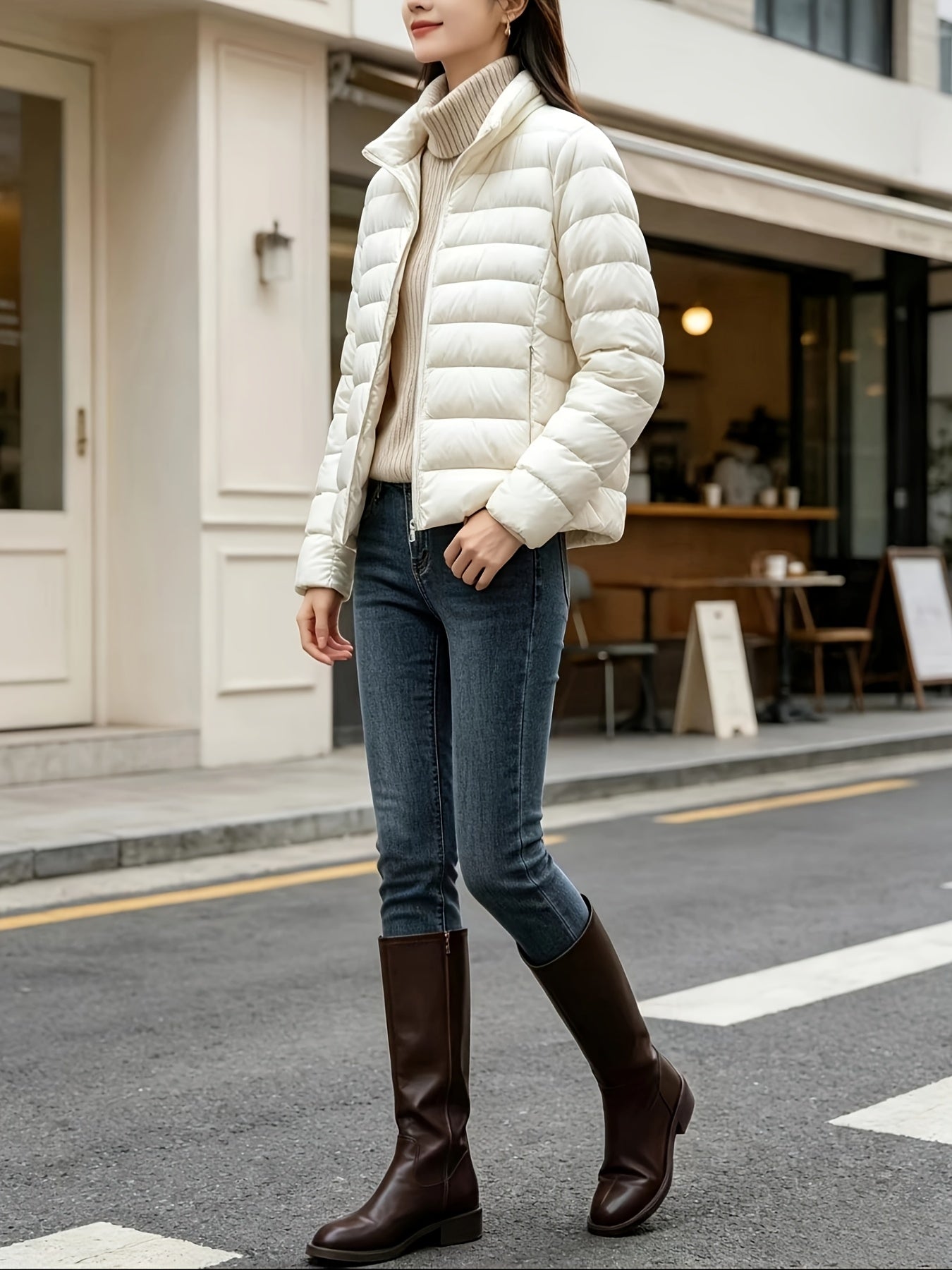 Women's Slim Lightweight Autumn Jacket with Stand Collar