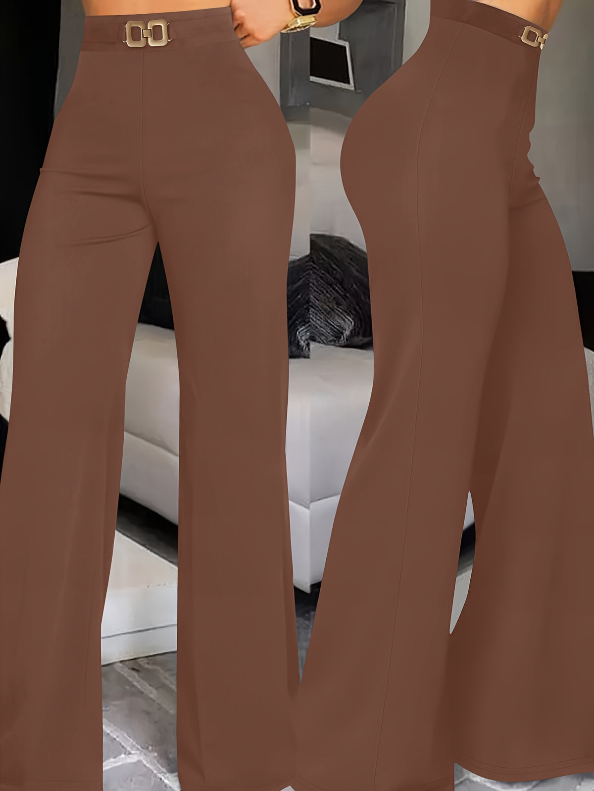 Women's Wide-Leg Belted Trousers - Casual Comfortable Pants