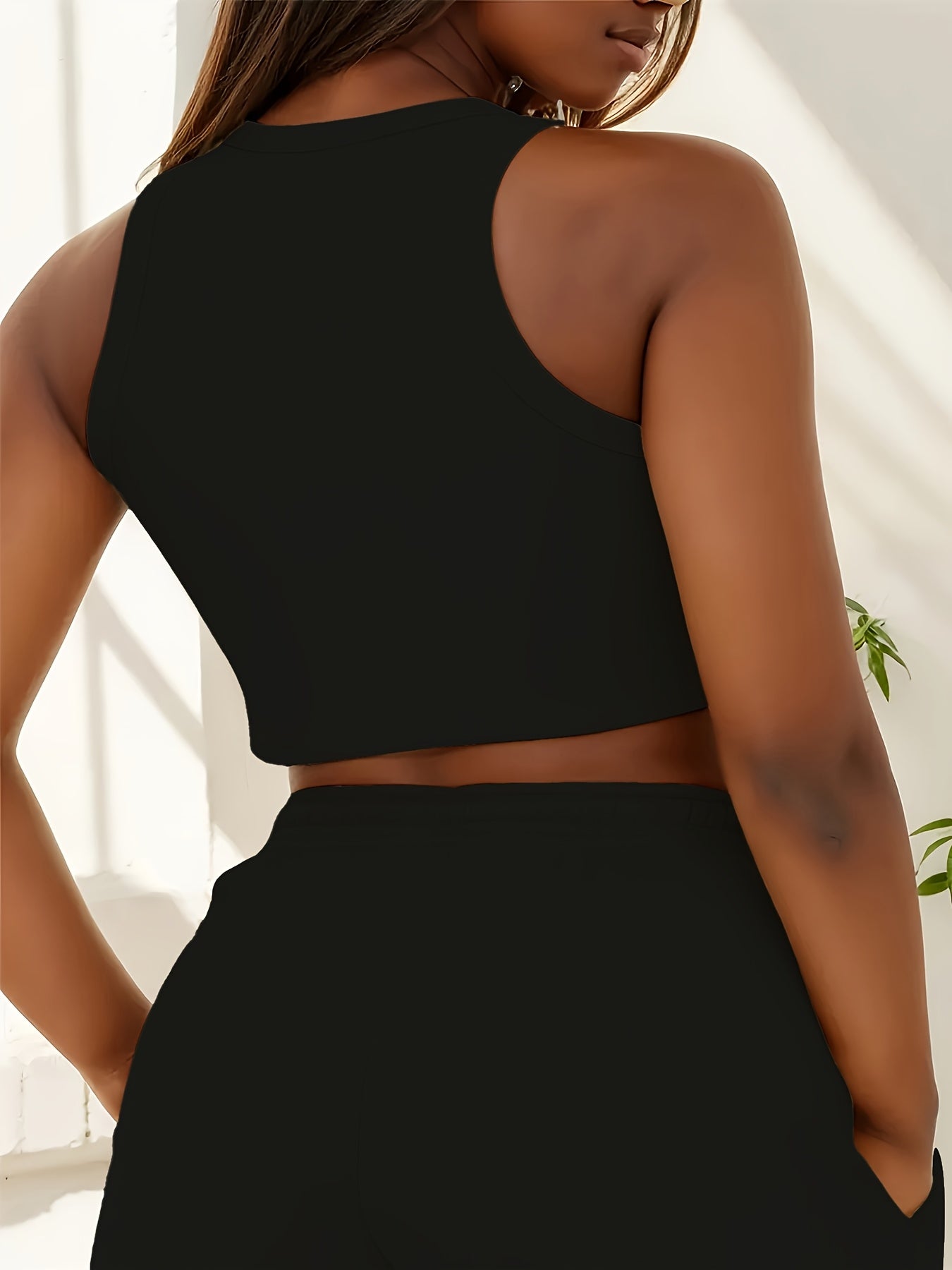 Women's Casual Two-Piece Set with Graphic Print Vest & Shorts