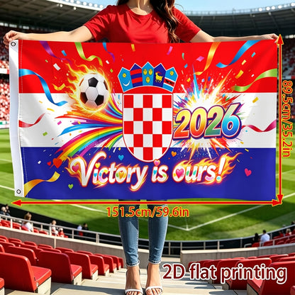 Croatia 2026 Football Flag - Vibrant, Fade-Resistant Polyester