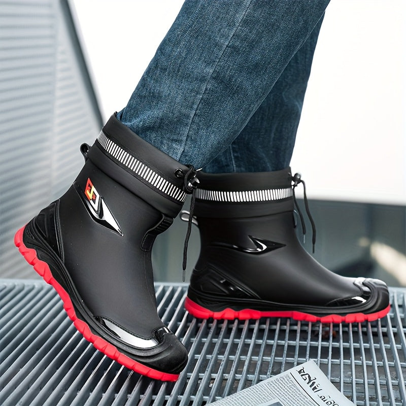 Men's Lightweight Waterproof PVC Rain Boots for Outdoor Use