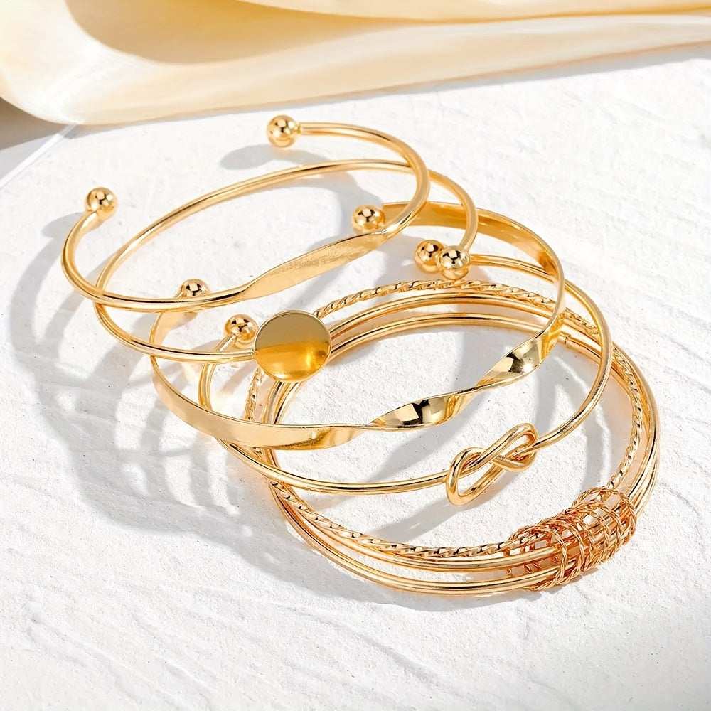 Adjustable Elegant Golden Ladies Bracelet Set of 5