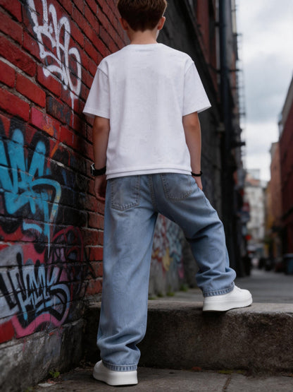 Boys' Straight-Leg Casual Cotton Blend Jeans for Spring